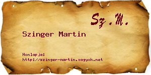 Szinger Martin névjegykártya